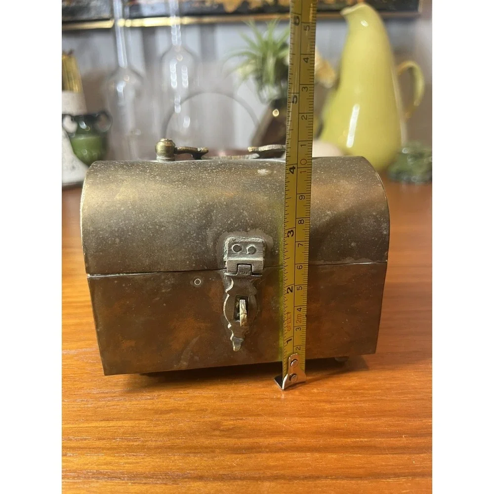 Vintage Brass Trinket Treasure Chest Jewelry Box Latch Hook